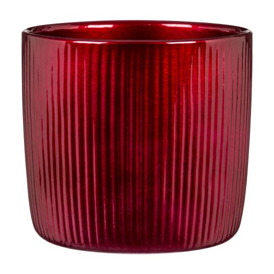 Ceramic Cover Pot - Bordeaux - 13 cm