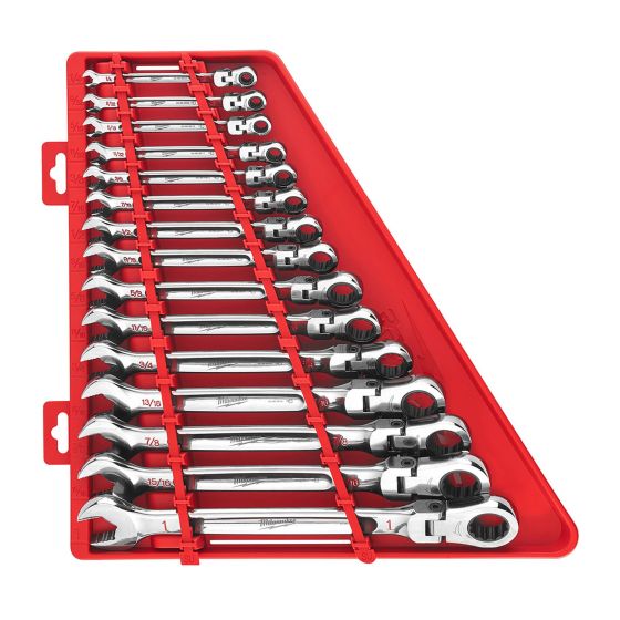 Flex Head Ratcheting Combination Wrench Set - SAE - 15 Piece