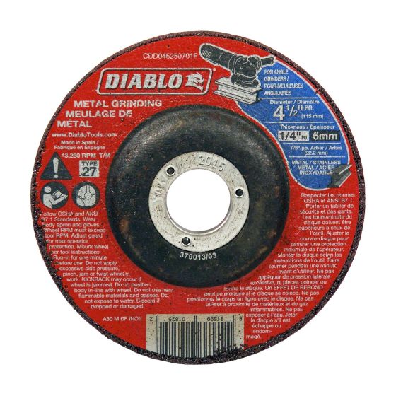 Disque de meulage pour métal, 4 1/2" x 1/4" x 7/8"