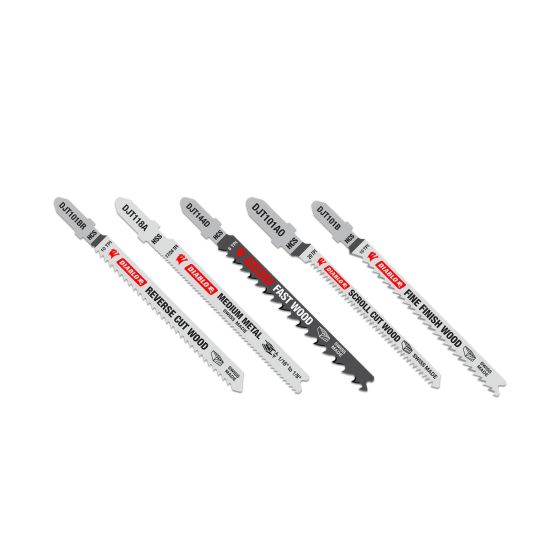 High Carbon Steel/High Speed Steel T-Shank Jig Saw Blade Set - 5 Pcs