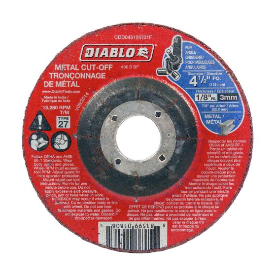 Disque de meulage pour métal, 4 1/2" x 1/8" x 7/8"