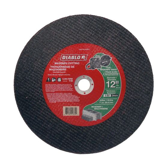 Cut-Off Grinder Wheel for Masonry - 12" x 1/8" x 1"