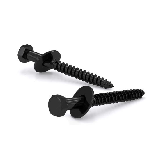 Hex Head Bolt w/Washer - Coarse Thread - Lag Point - Black Rustproof Finish - 3/8" x 3" - 3/Pkg