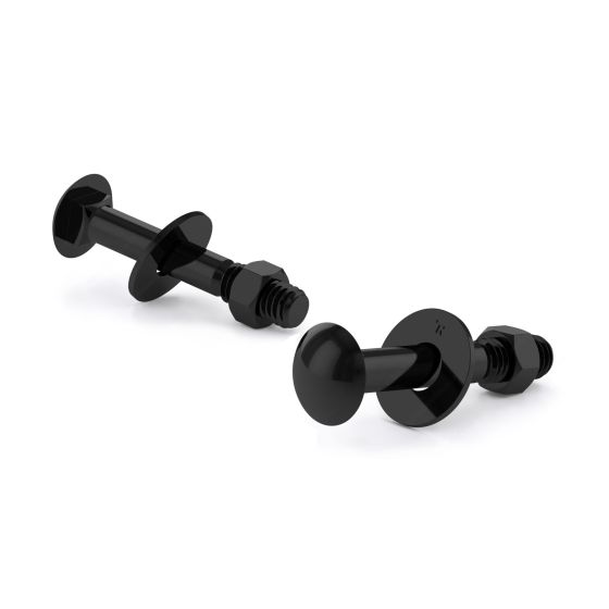 Boulon de carrosserie tête ronde écrou et rondelle, fini anticorrosion noir, 1/4" x 3", 6/pqt