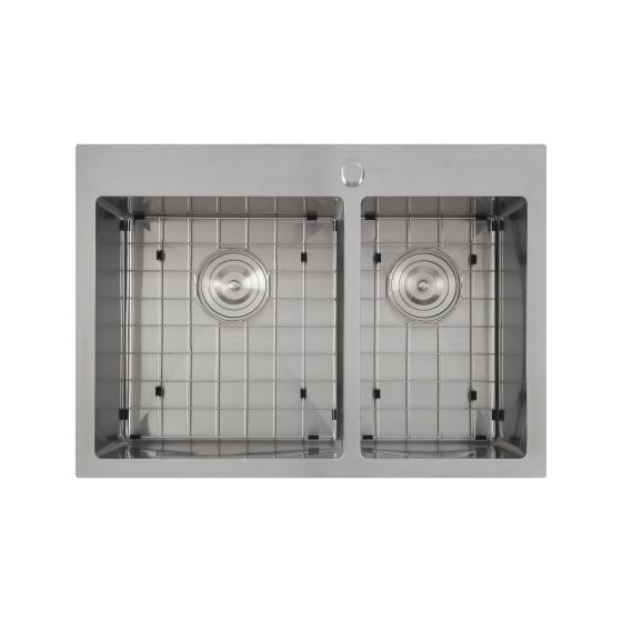 Double Kitchen Sink - Lixia - 60/40 Stainless Steel - 28" x 20" x 9"