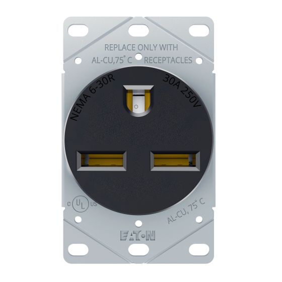 Prise encastrée pour chauffage électrique, noir, 30 A 250 V