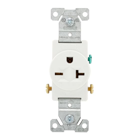 Receptacle Single - White - NEMA 6-20R -  20A/250V