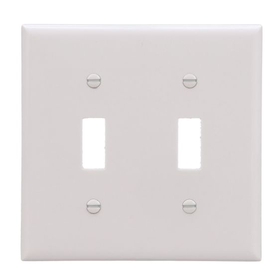 Plaque murale 2 interrupteur, plastique, blanc