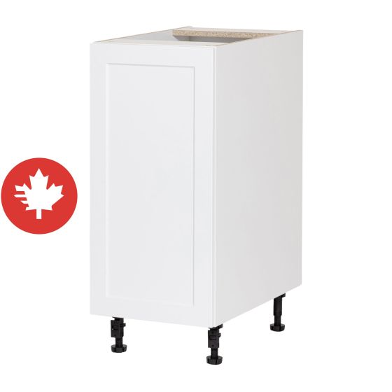 Caisson inférieur 1 porte, Shaker, blanc, 18" x 34 3/4" x 24"