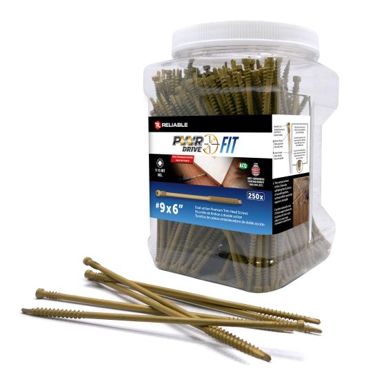 Dual-Action Trim Head Screws - #9 x 6" - T15 - 250/Pkg