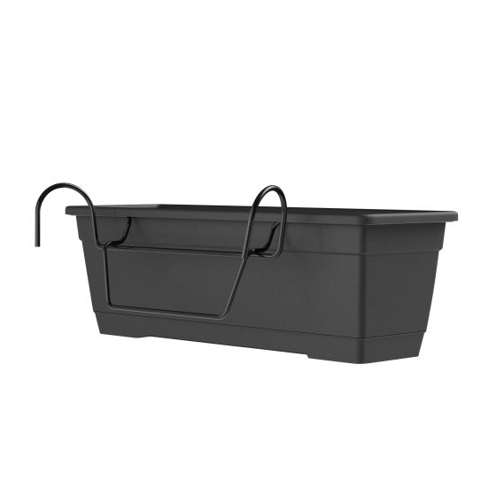 Plastic Balcony Planter - Birka - Charcoal - 20"