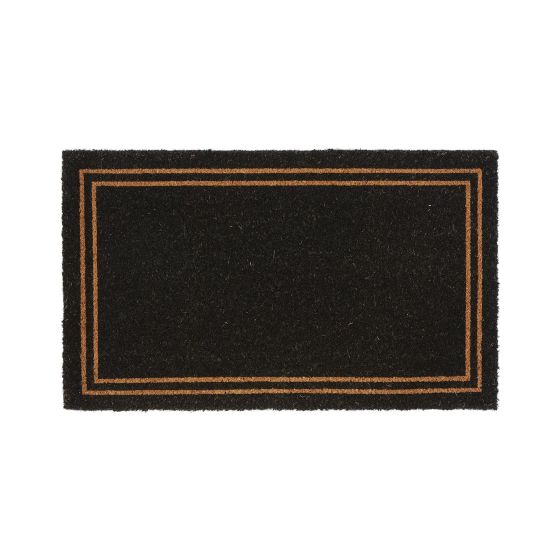 Tapis en coco à bordure beige, noir, 18" x 30"