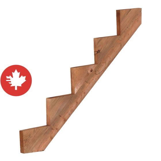 Brown Treated Wood Step Stringer - 5 Steps -12"