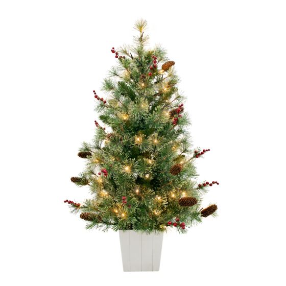 Sapin de Noël, DEL, cachemire et baies, 4'