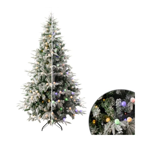 Sapin de Noël, effet givré, 300 lumières DEL blanc chaud et multicolore, 7'