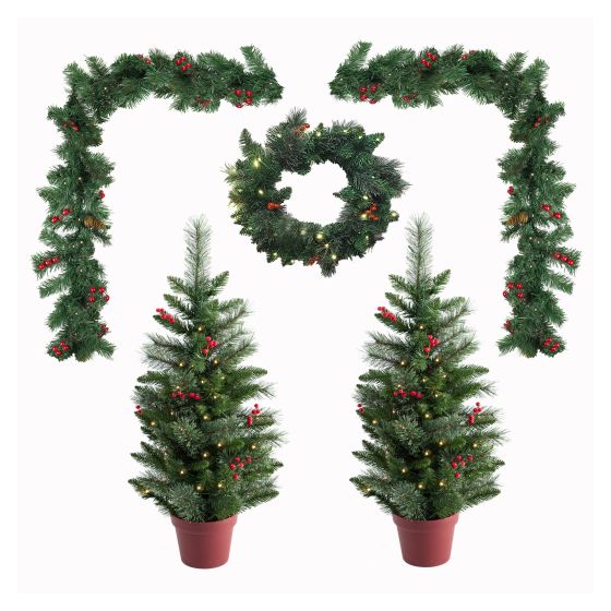 Ensemble de 5 décorations pin avec baies