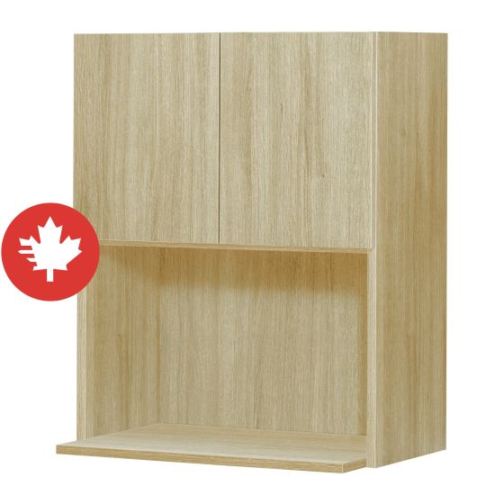 Caisson supérieur pour micro-ondes 2 portes, Beauté Naturelle, bois, 24" x 34 3/4" x 24"