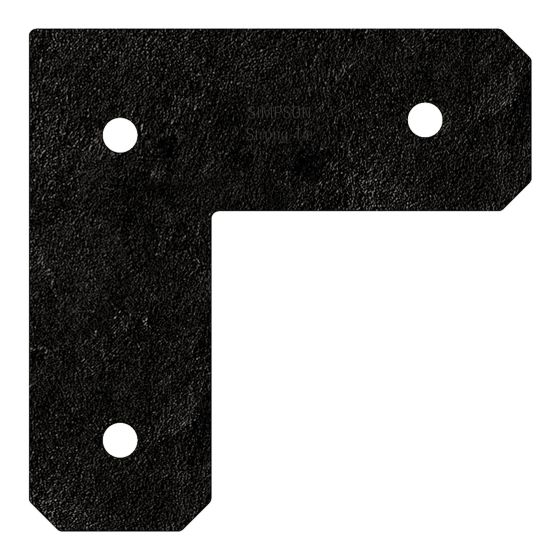 Ancrage plat en L, OA AV, noir, 4" x 4"