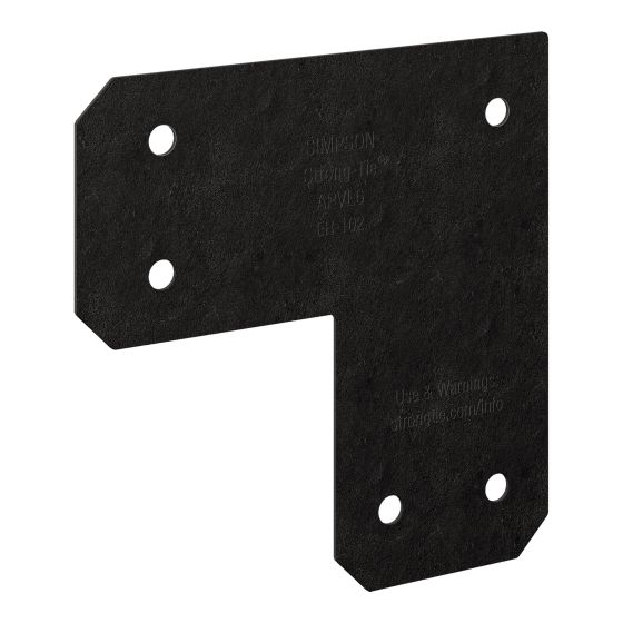 Ancrage plat en L ZMAX, OA AV, noir, 6" x 6"