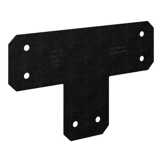 Ancrage plat en T, OA AV, noir, 6" x 6"