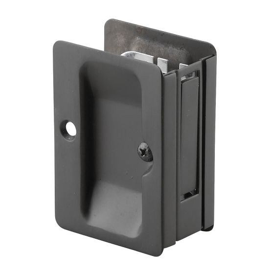 Serrure rectangulaire encastrée pour porte escamotable, noir
