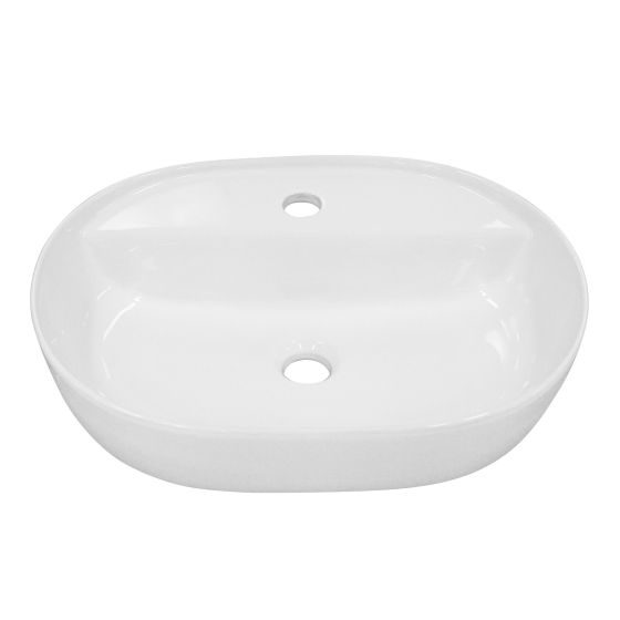 Oval Porcelain Sink - 20 1/4" x 15 1/2" x 5 1/2" - Glossy White