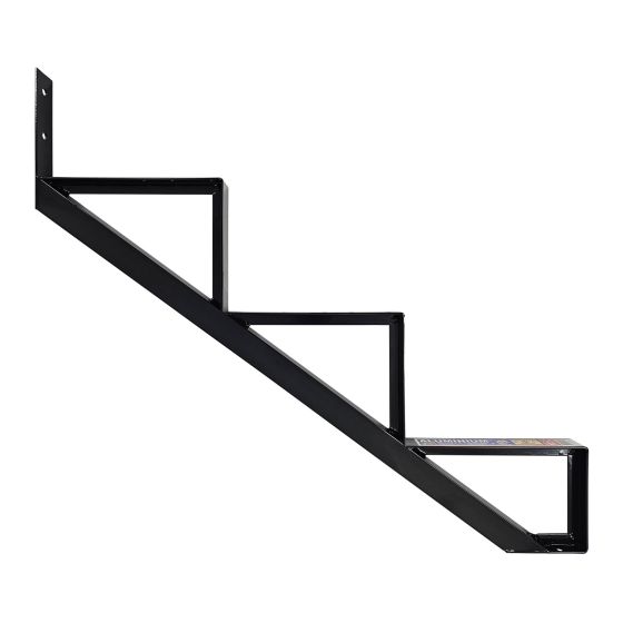 Limon de marche, aluminium, 3 marches, noir, 30"