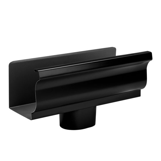 Gutter End With Outlet - Aluminum - 5" - Black