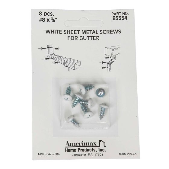 Gutter Steel screws - White - 8/pkg