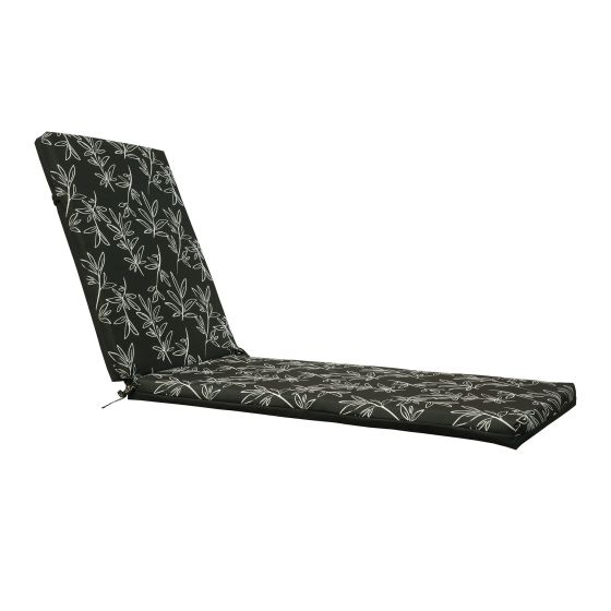 Lounger Seat Cush - Black - Leaf - 22" x 73"