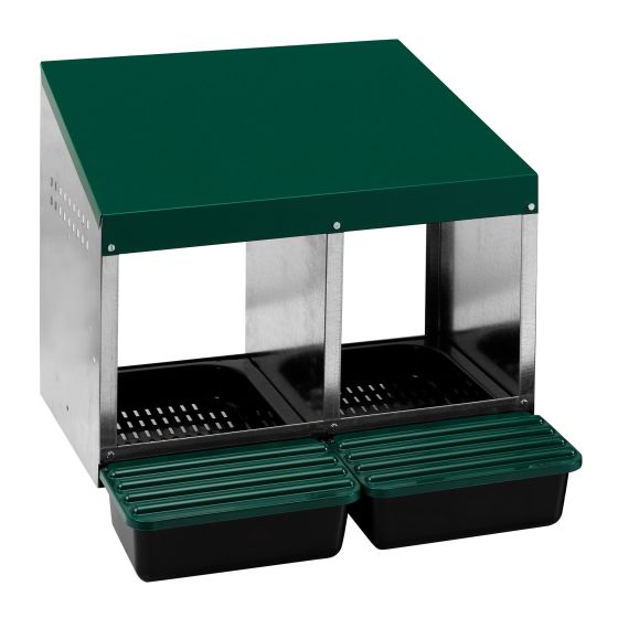 Laying Nest – 2 Compartments – Plastic Floor – Green-Gray