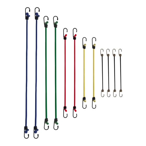 Sangles extensibles, multicolores, 12/pqt