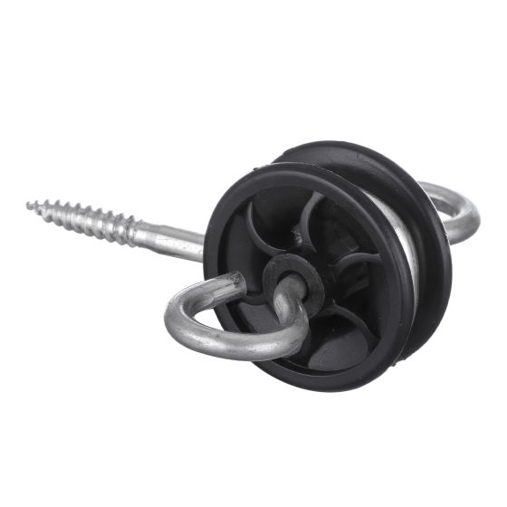 Isolateur à double ancrage, pour poteau en bois, noir, 2/pqt