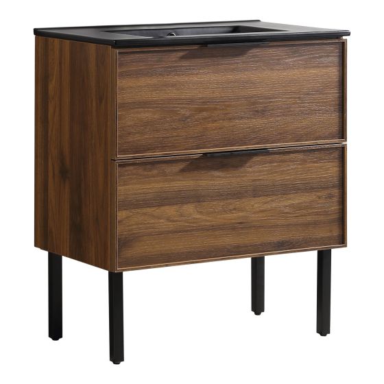 Meuble-lavabo, 2 tiroirs, 30", fini noyer