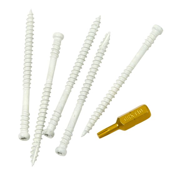 RT Composite Trim Screws - #8 x 2 1/2" - White - 100/Pkg