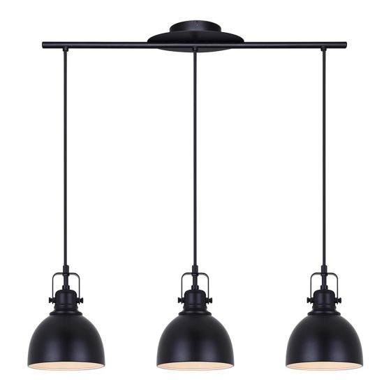 Luminaire suspendu Temarra, 3 lumières, 29,5", noir mat