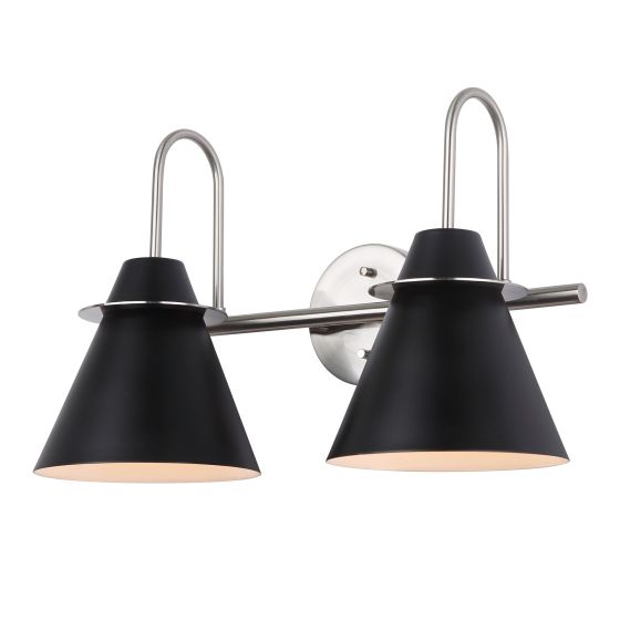 Vanity Wall Light – 2 Bulbs – Piana – Black-Nickel - 18"