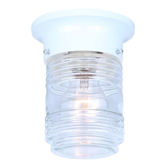 Plafonnier d’extérieur, verre transparent, encastré, 5 po x 6 po, blanc