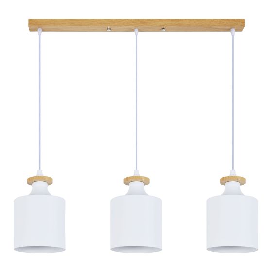 Pendant Light – 3 Lights - Teziel – White-Wood – 78 cm