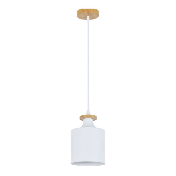 Pendant Light – 1 Light - Teziel – White-Wood – 12 cm