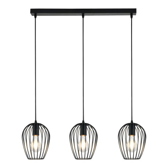 Pendant Light – 3 Lights - Hera – Black – 78 cm