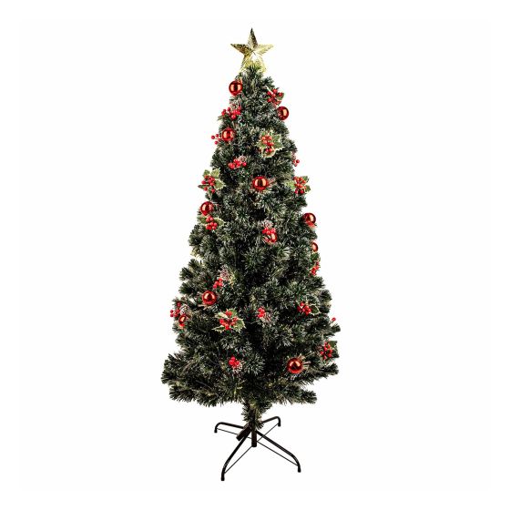 Sapin de Noël givré en fibre optique, 6’, vert