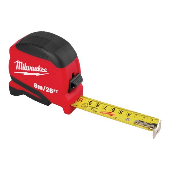 Compact Tape Measure, Metric/Imperial, 8 m/26-ft