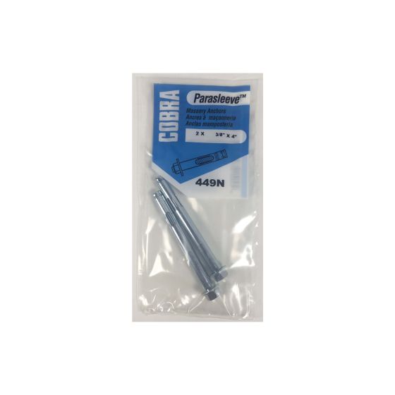 Parasleeve™ Masonry Anchors, Zinc-Coated, 3/8 x 4-in, 2/Pkg