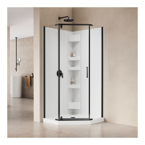 Calliope Shower Kit – 3-Piece Neo-Angle – 36" x 36" – Matte Black