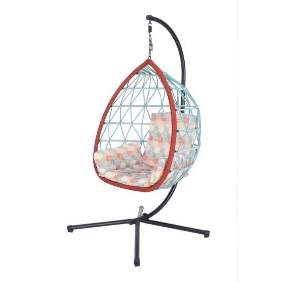 Chaise suspendue et support, 39,4"x43,7"x76,8", noir mat
