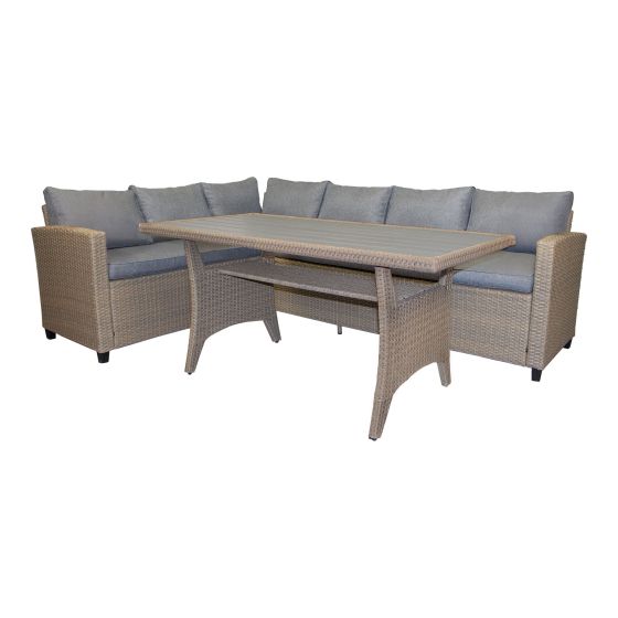 Luna L-Shaped Dining Set - 6 Places - Anthracite