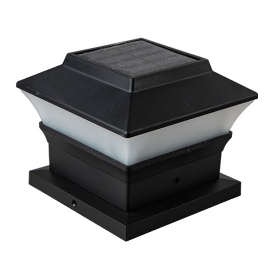 Solar LED Post Cap Lights - 5.7" x 5.7" - Black - 2/Pkg