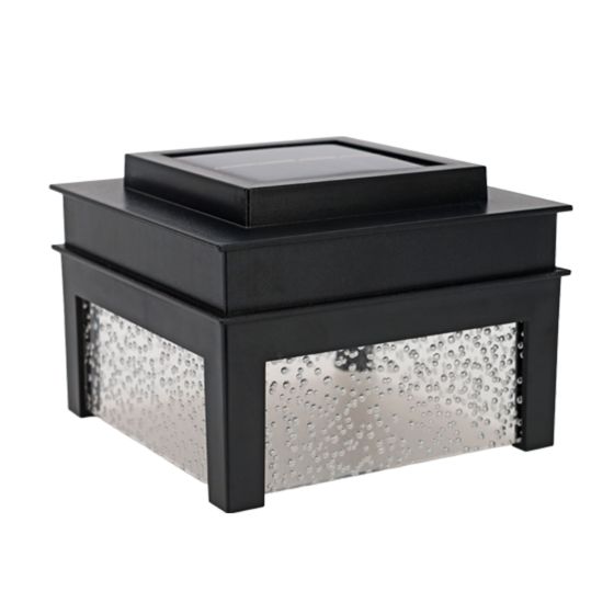 Solar LED Post Cap Lights - 4.3" x 4.3" - Black - 2/Pkgk
