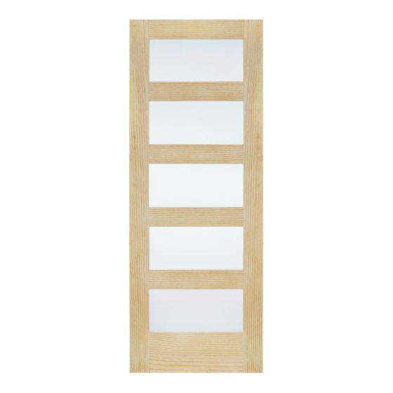 Interior Door - 5 Frosted Lites - 32" x 80" - Clear Pine
